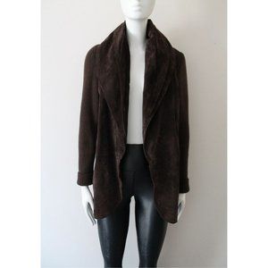 Bod & Christensen Open Front Leather Suede Jacket Size Medium Dark Brown